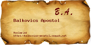 Balkovics Apostol névjegykártya